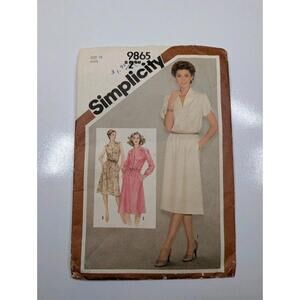 Women's Dress Sewing Pattern Size 10 Simplicity 9865 Vtg cut